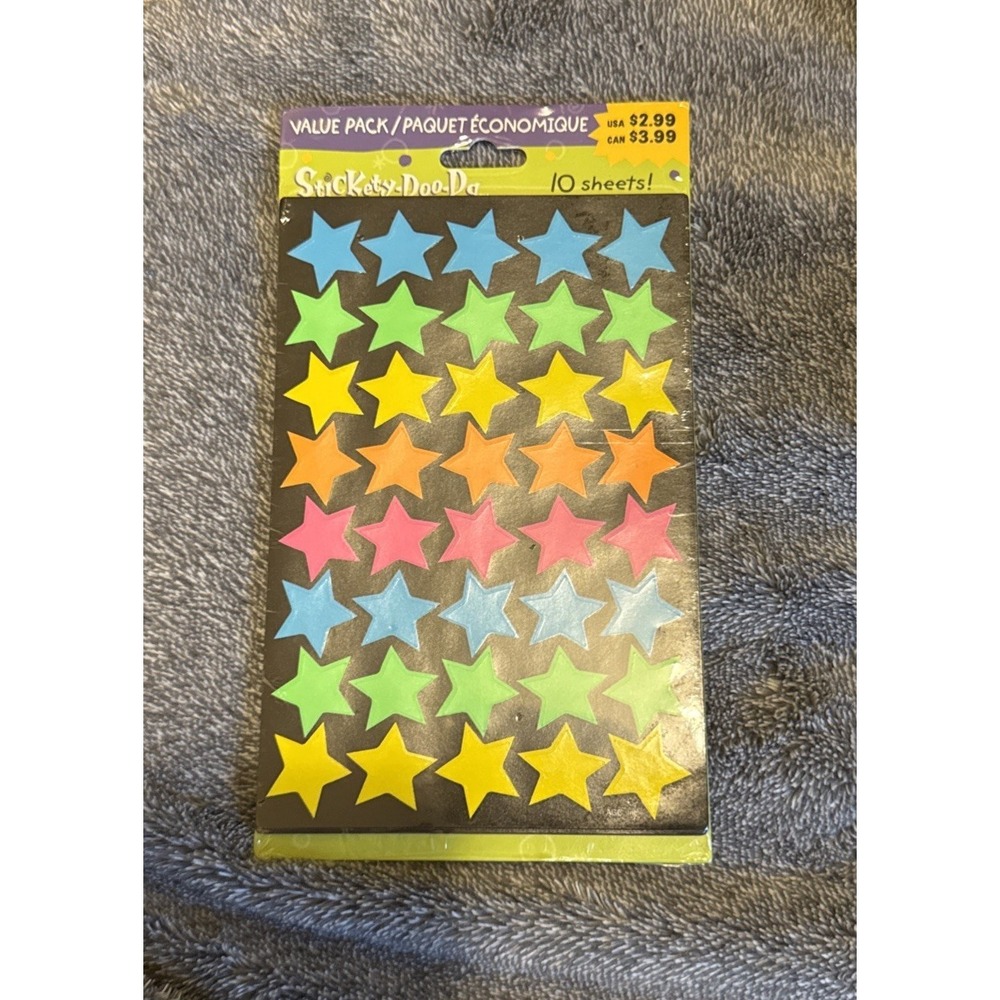 Vtg American Greetings Sticker Zone 10 Sheets Of Neon Stars 1990s New. Sealed.